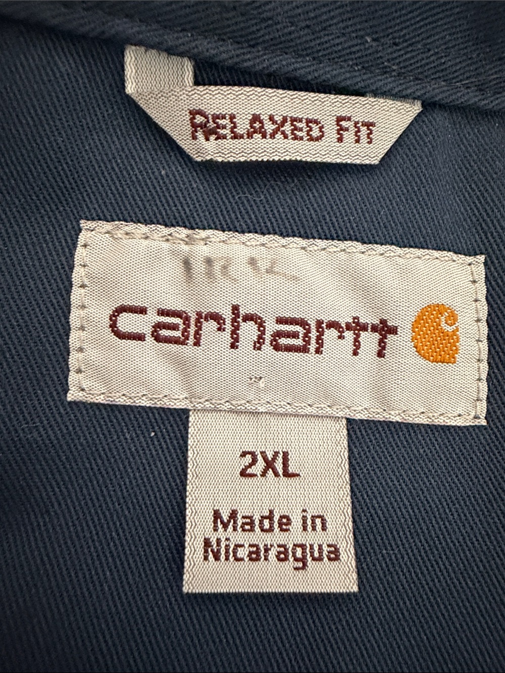 Carhartt Navy Relaxed Fit Shirt Jacket with Gold Logo 2XL - Picture 4 of 8